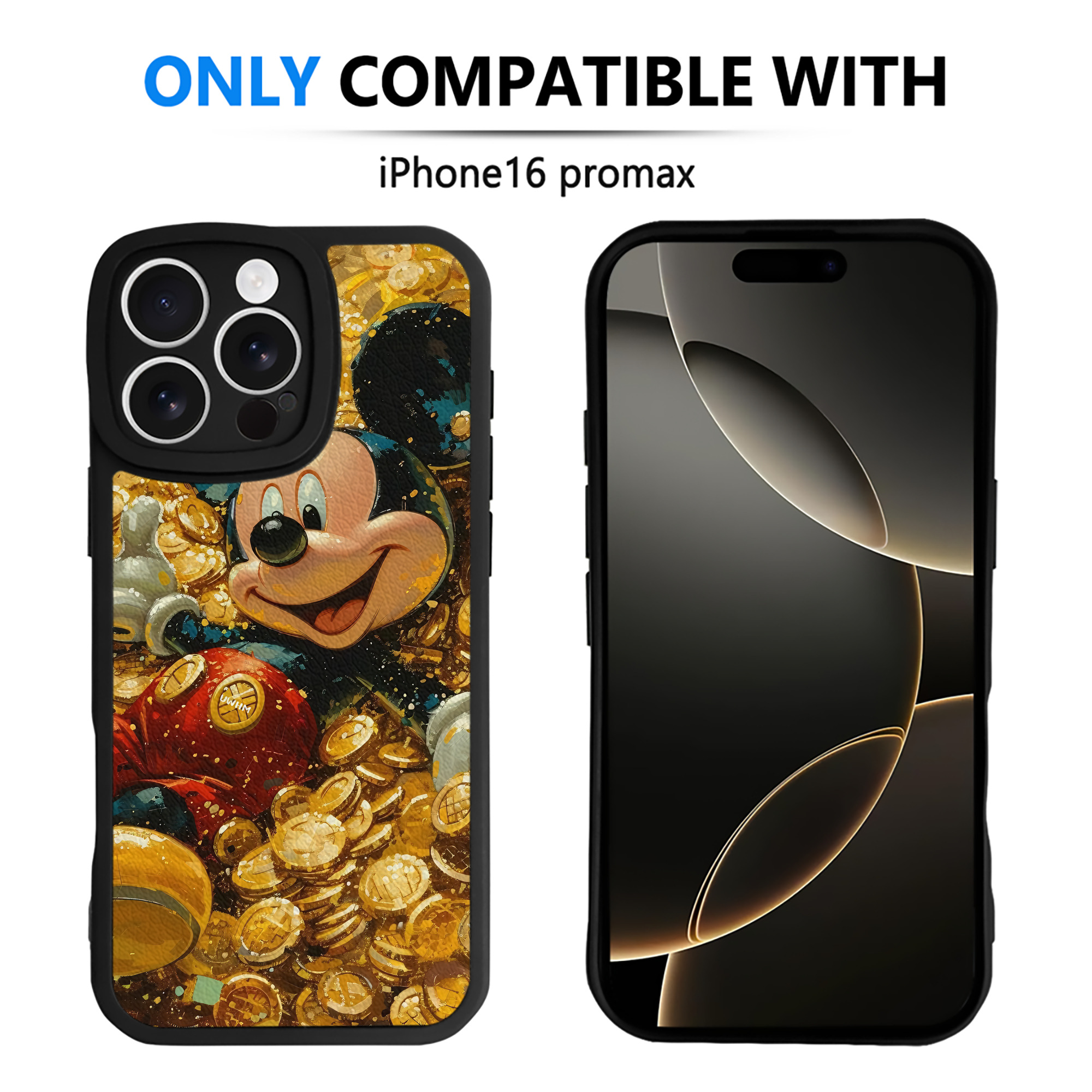 （画像用） ミッキーマウス Mickey Mouse 【iPhone 16シリーズ対応】シリコンスマホケース（レザー調） 材質：シリコン